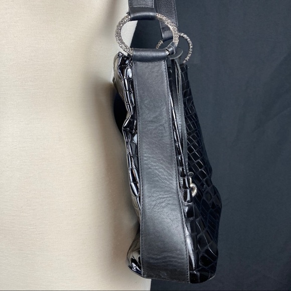 Brighton patent croc embossed leather shoulder bag - Picture 7 of 16